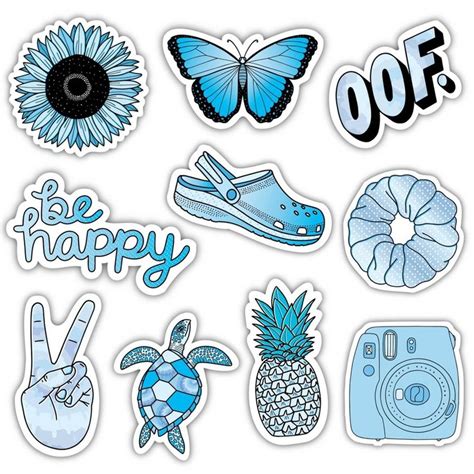 Big Moods Aesthetic Sticker Pack 10pc - Blue | Cute laptop stickers, Sticker collection, Preppy ...