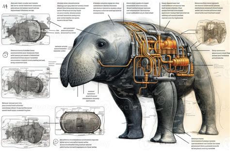 Elephant seal cyborg animal detailed infographic, full details anatomy ...