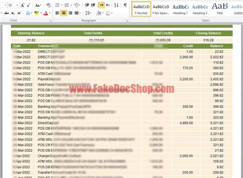 Real Bank Transactions Word And PDF Template (v2)