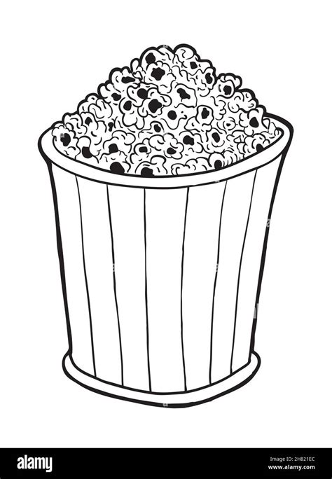 Bucket of popcorn, vector illustration. Hand drawn Stock Vector Image ...