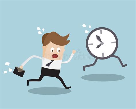 Businessman Running Follow Clock Late Work Time Stock Vector ...