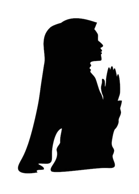 Premium Vector | Portrait of a muslim woman praying in profile silhouette