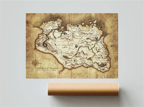 Skyrim Map Print Poster Skyrim Wall Art Christmas Gift Fantasy - Etsy