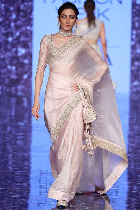 Buy Embellished Silk Organza Saree with Blouse by Punit Balana at Aza Fashions Trendy Sarees ...