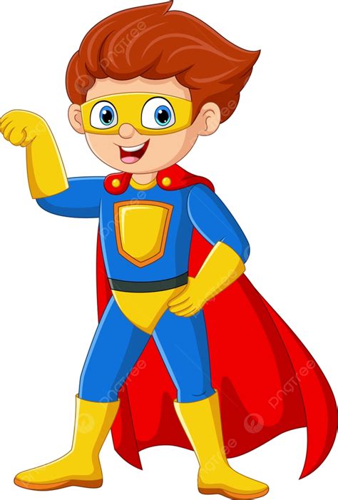 Cartoon Superhero Boy On White Background, Head, Smile, Strength PNG ...