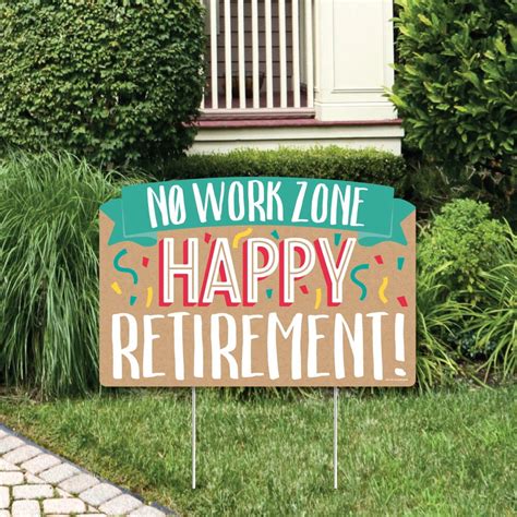 Retirement - Retirement Party Yard Sign Lawn Decorations - No Work Zone Happy Retirement Party ...