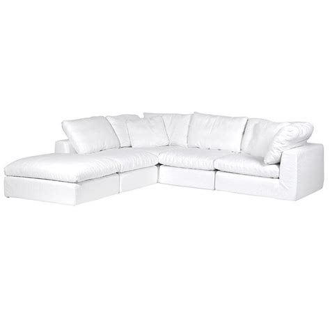 White corner sofa with footstool – Cotswold Luxe