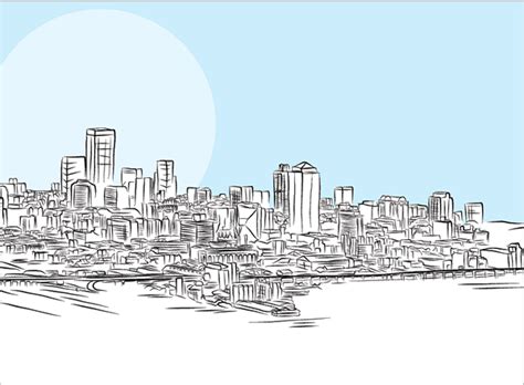 Johannesburg Skyline, cityscape drawing on Behance | Cityscape drawing, Johannesburg skyline ...