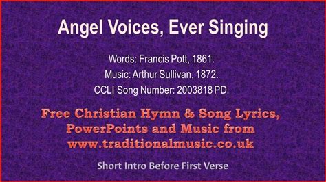 Angel Voices, Ever Singing(MP34) - Hymn Lyrics & Music - YouTube