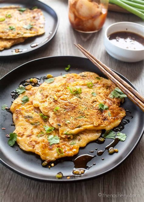 Kimchi Korean Pancakes with Gochujang Dipping Sauce - The Noshery