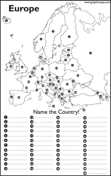 Label The Countries In Europe Worksheets