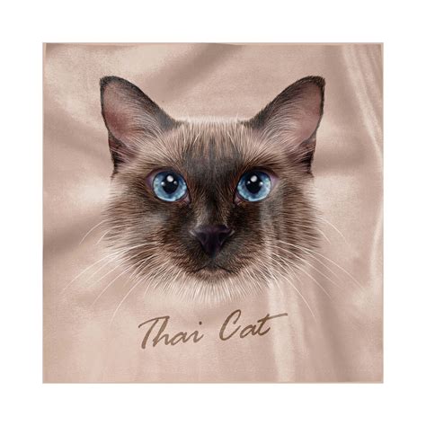 Cat Napkins Set of 4, Realistic Traditional Siamese Cat Portrait Illustration Domestic Fluffy ...