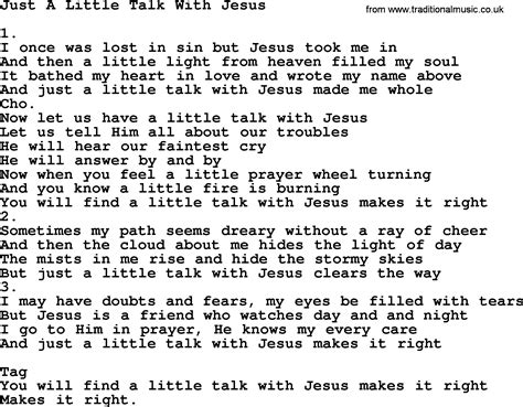 Just A Little Talk With Jesus - Apostolic and Pentecostal Hymns and Songs lyrics, and PDF