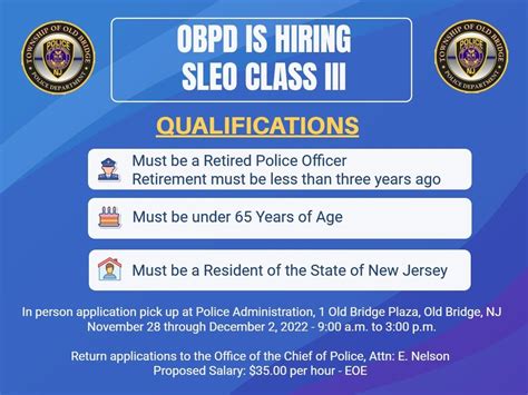 The Old Bridge Police Department is now accepting applications for SLEO Class III Officers | Old ...