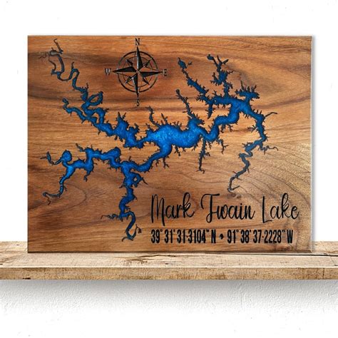 Mark Twain Lake Map Custom Wood Lake Map Wood and Epoxy - Etsy