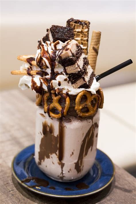 Over the top Milkshake stock image. Image of pretzel - 64217591