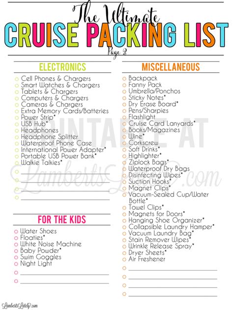 Printable Packing List For Caribbean Cruise