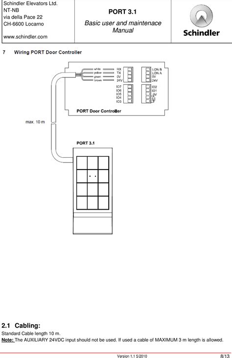 Schindler elevators PORT312VER1 Access Control User Manual