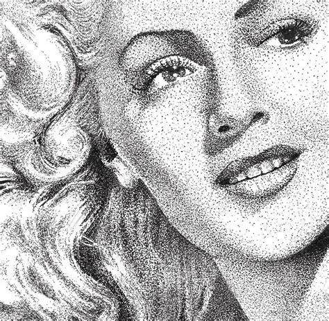 Lana Turner stippled portrait | Stippling art, Portrait art, Pointalism art