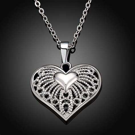 womens heart pendant 18 inch chain necklace 925 sterling silver # ...