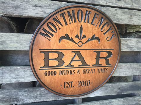 Custom Carved Bar Sign Personalized Pub Sign Round Wood - Etsy | Home bar signs, Custom bar ...