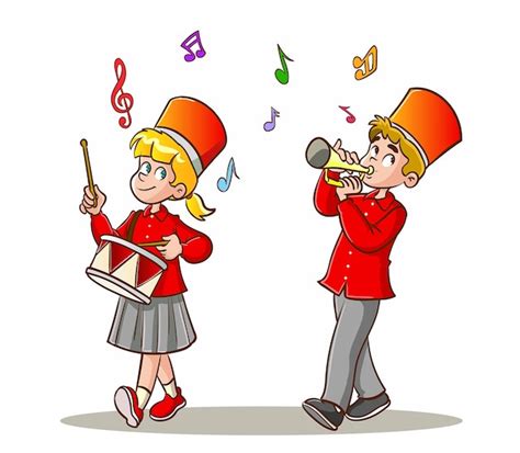 Premium Vector | Cartoon kids marching band parade. Child musicians on march, childrens loud ...