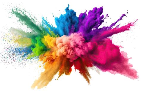 Premium Photo | Holi color powder explosion with rainbow on isolated ...