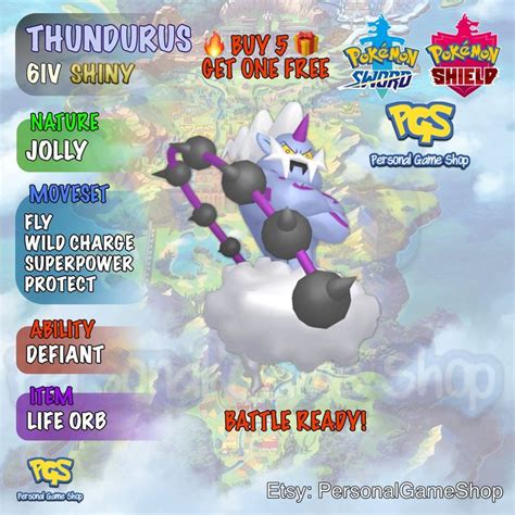 Thundurus Incarnate Shiny/Electric Flying Legendary/Forces Of Nature ...