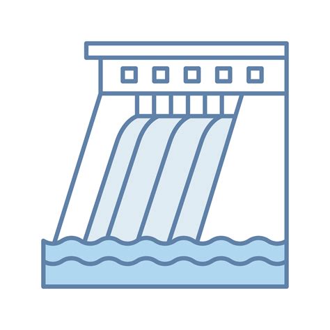 Hydroelectric dam color icon. Water energy plant. Hydropower. Hydroelectricity. Isolated vector ...