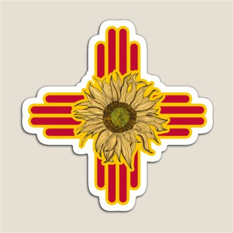 New Mexico Flag Zia Symbol Floral Nature SunFlower Magnet by sadek ...