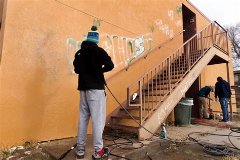 High School students clean up their graffiti on SFUAD campus. | The ...