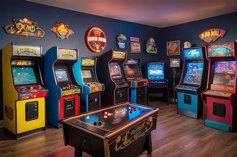 Premium AI Image | Retro gaming room with vintage arcade machines and nostalgic decor