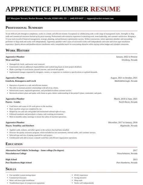 Free Plumber Resume Templates