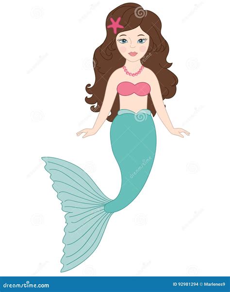 Vector Mermaid Swimming, Mermaid Clipart Stock Vector - Illustration of shell, clip: 92981294