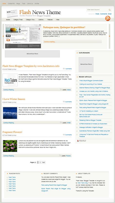 Releasing Flash News Blogger Template | Hack Tutors — Blogger Tricks, Blogging and Social Media Tips