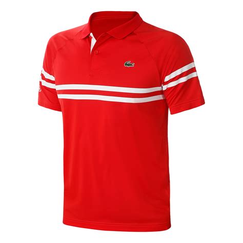 Buy Lacoste Novak Djokovic Polo Men Red, White online | Tennis Point COM