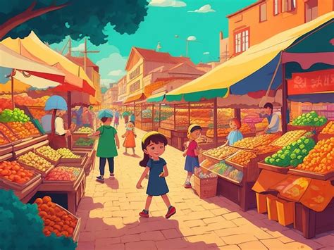 Premium Photo | Traditional Market cartoon illustration