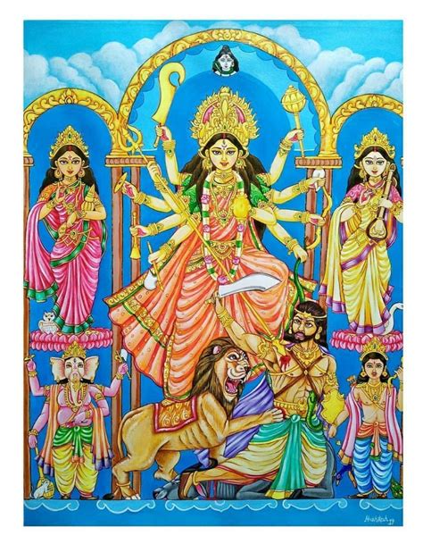 Pin by Ananya Samajdar on Hindu God's | Durga painting, Shakti goddess, Kali goddess