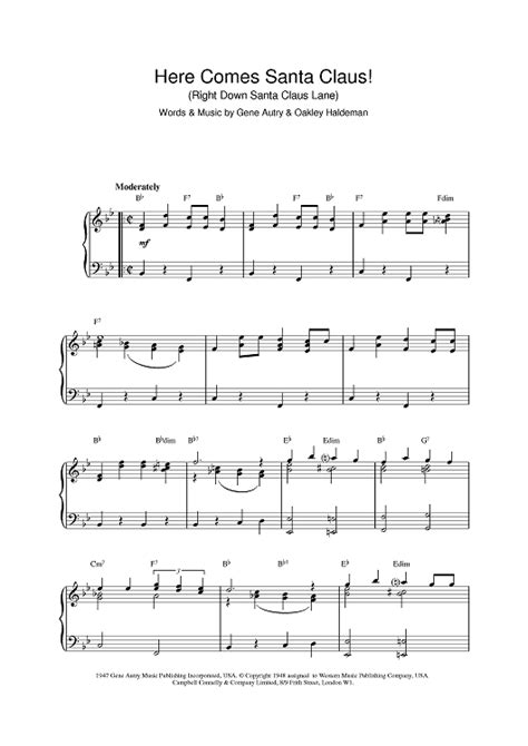 Here Comes Santa Claus" Sheet Music by Elvis Presley; Gene Autry for Piano - Sheet Music Now