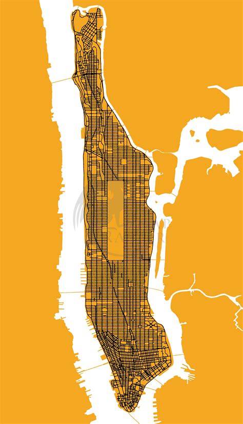 Manhattan Map, New York City Grid Map Print - Etsy