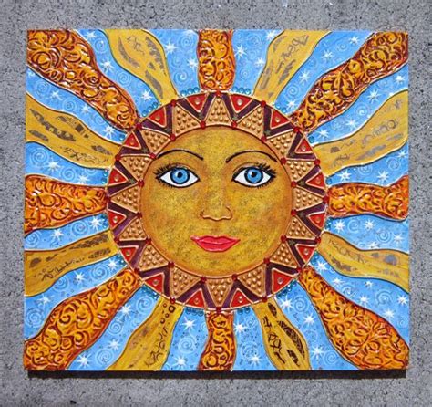 Sun face. My original 3D painting. Mixed media on GIB board. Not for sale. | Painting, Stone ...