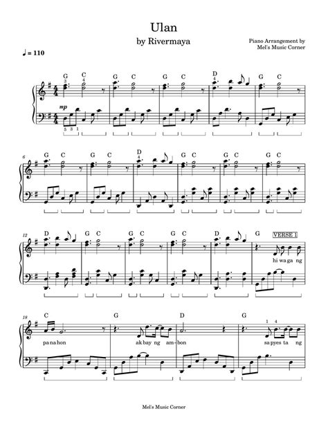 Rivermaya - Ulan (piano sheet music) Sheets by Mel's Music Corner