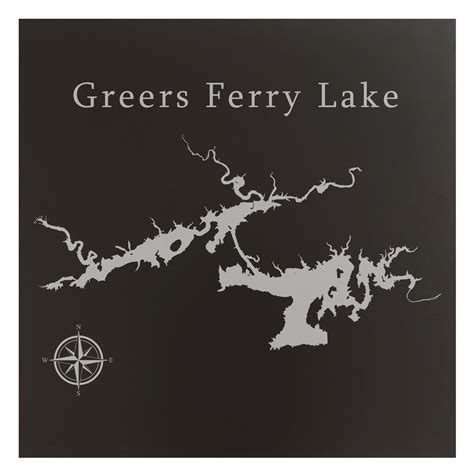 Greers Ferry Lake Map 12x12" Black Metal Wall Art Office Decor Gift Engraved Arkansas - Walmart ...