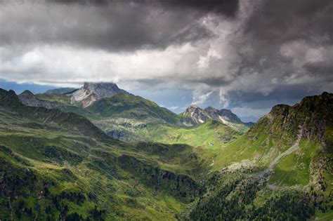 Carnic Alps Main Ridge Under Dark Clouds Austria Italy Border Stock Photo - Download Image Now ...