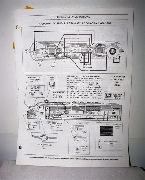 LIONEL SERVICE MANUAL PICTORIAL WIRING DIAGRAM OF TOY TRAIN LOCOMOTIVE #2333 #Lionel | Lionel ...