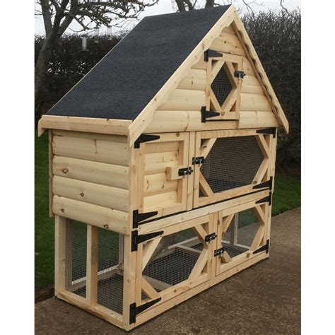 Single Deluxe Rabbit Hutch With Run Underneath - Ryedale Pet Homes