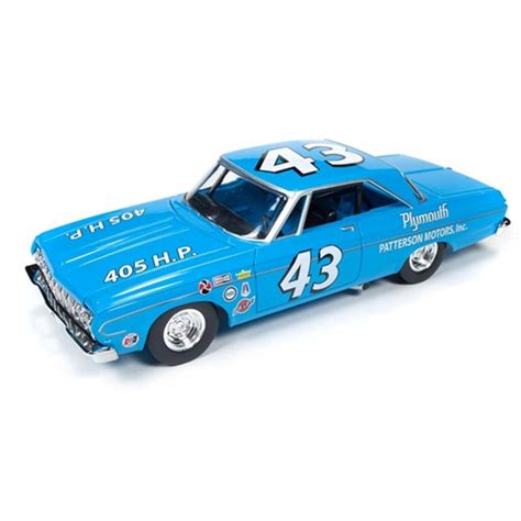 1964 Plymouth Belvedere #43 Race Car, Light Blue - Auto World AW24001 - 1/24 scale diecast model ...