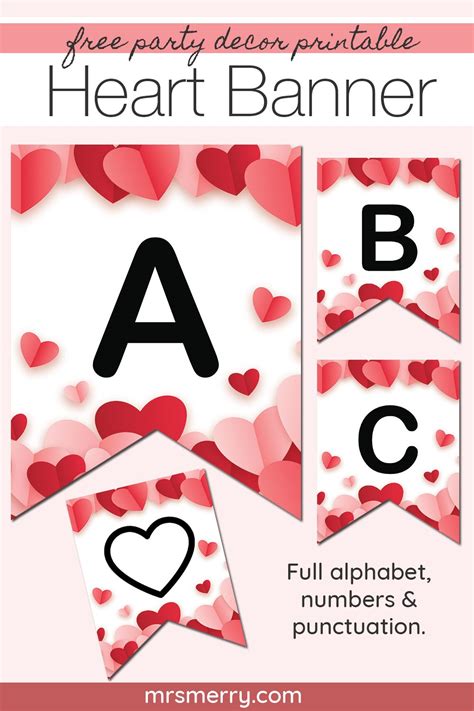 Heart Party Decor Banner | Mrs. Merry | Valentines banner printable ...