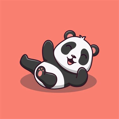 Cute cartoon panda lying down, vector cartoon illustration, cartoon ...