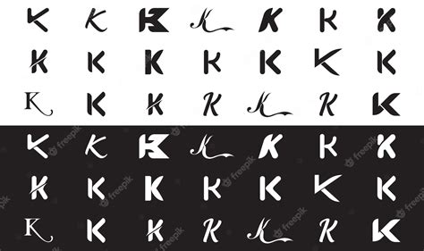 Premium Vector | Black and white letter k logo collection